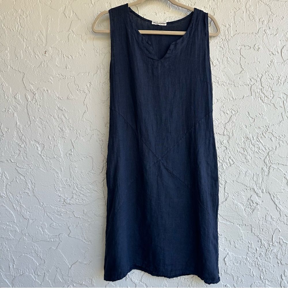 MADE IN‎ ITALY Linen Lagenlook Sleeveless Dress Size Small Pockets Relaxed Loose